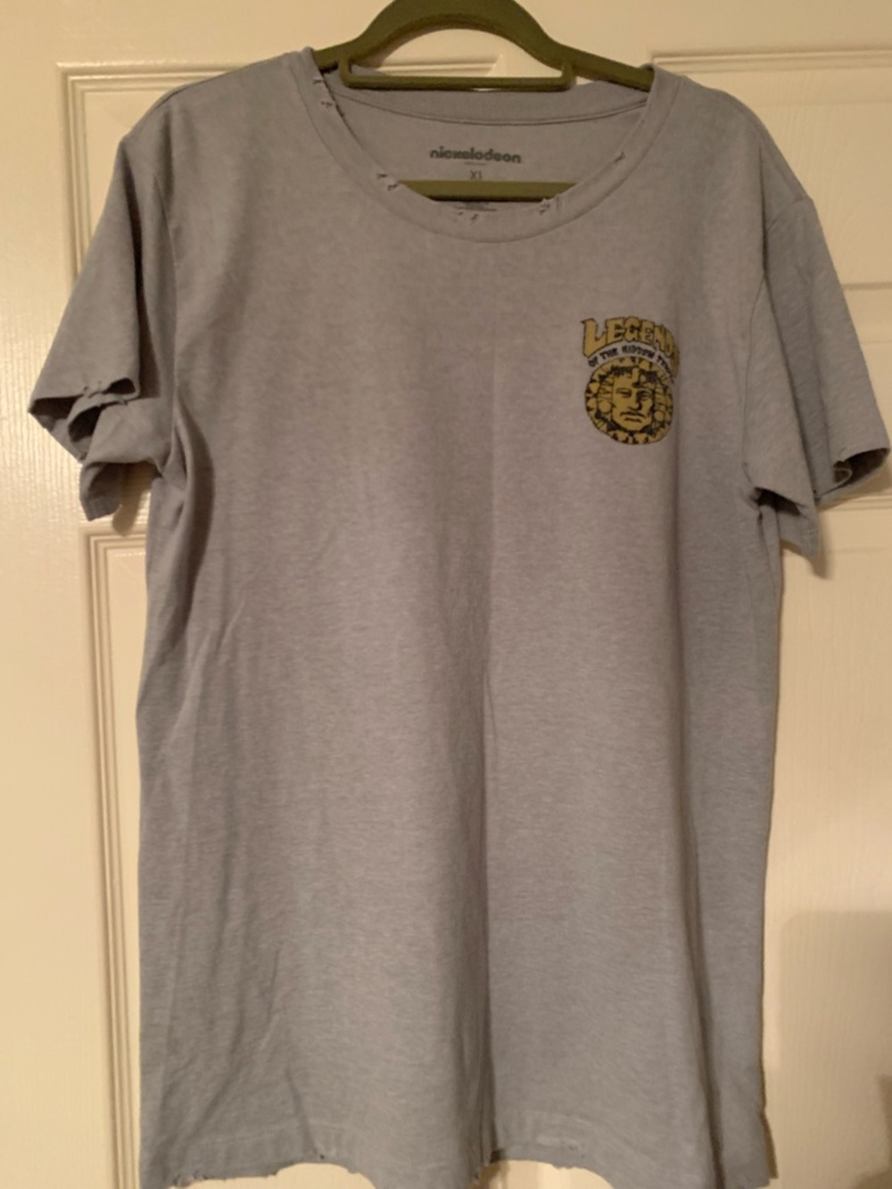 Nickelodeon Light Gray Short Sleeve Tee with Yellow Chest Logo